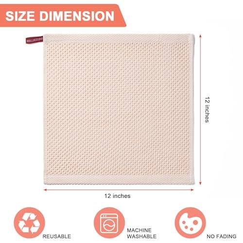 BOOMIBOO 6-Pack Kitchen Dish Cloths, 100% Cotton Waffle Weave, Ultra Soft Absorbent, Quick Drying Dish Towels, 12x12 Inches,Multi Color - Image 2