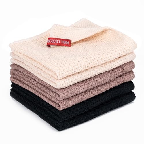 BOOMIBOO 6-Pack Kitchen Dish Cloths, 100% Cotton Waffle Weave, Ultra Soft Absorbent, Quick Drying Dish Towels, 12x12 Inches,Multi Color - Image 1