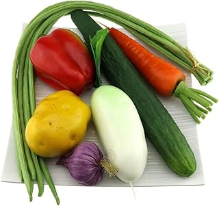 Gresorth Fake Mixed Vegetables Artificial Pepper Cucumber Bean Carrot Garlic Potato Kitchen Decoration - Image 1