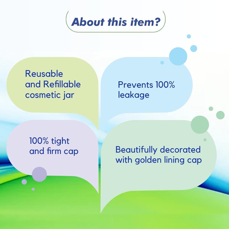 Myoc MYOC White Plastic Jar Storage Container with Dome Shape Golden Rim Portable Refillable  Reusable Cosmetic Empty Screw Cap Jar for Preparations of Face Cream Lip Balm Lotion Gel Each 100 GM Pack of 3  - Image 5
