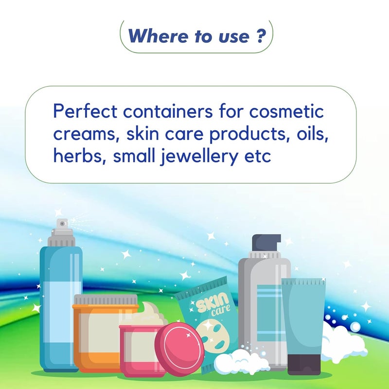 Myoc MYOC White Plastic Jar Storage Container with Dome Shape Golden Rim Portable Refillable  Reusable Cosmetic Empty Screw Cap Jar for Preparations of Face Cream Lip Balm Lotion Gel Each 100 GM Pack of 3  - Image 4