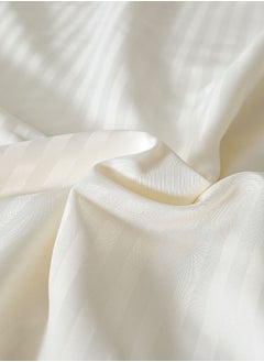LUNA Home Premium King Size 6-Piece Bedding Set Without Filling Powder White  Satin Striped Design  - Image 4