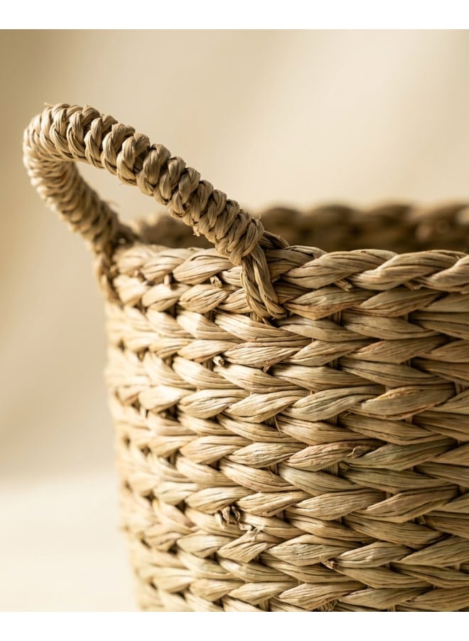 كذا هوم كازا هوم طقم عياشات خبز من الحلفا 3 قطع - صواني تقديم وتنظيم منسوجة يدوياً - بيج طبيعي - مقاسات 30/25/20 سم - Image 2