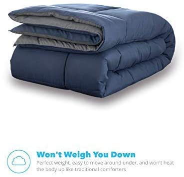 Linenovation All Season Microfiber Reversable DuvetAC ComforterQuilt Navy Blue Grey Single Size 60 Inch x 90 Inch - Image 3