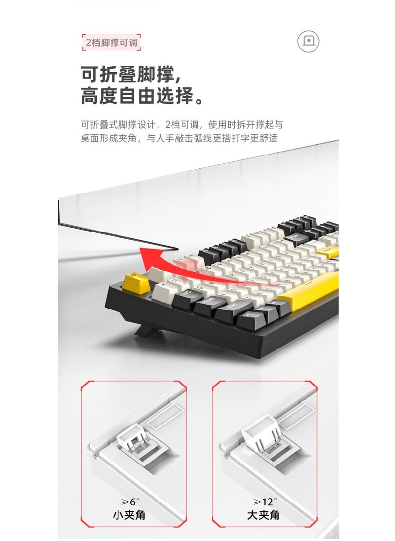 فوريف - لوحة مفاتيح الألعاب - لوحة مفاتيح ميكانيكية سلكية USB / USB من النوع C مدمجة بنسبة 98% - إضاءة خلفية RGB - 98 مفتاحًا إنجليزيًا PBT Keycaps - مفاتيح زرقاء - لجهاز Mac / Win | أسود، أبيض - Image 1