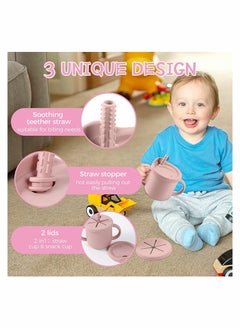 Excefore Toddlers Sippy Cup & Snack Container 2-in-1(Yellow)  - Image 2