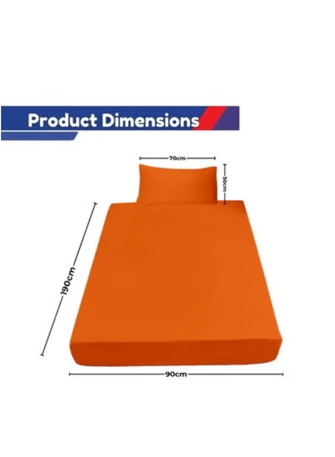 المنزل الذكي ملاءة سرير فردية من هوم سمارت، ملاءة سرير قطنية سادة مع غطاء وسادة (190×90 سم)، لون رمادي فاتح - Image 2