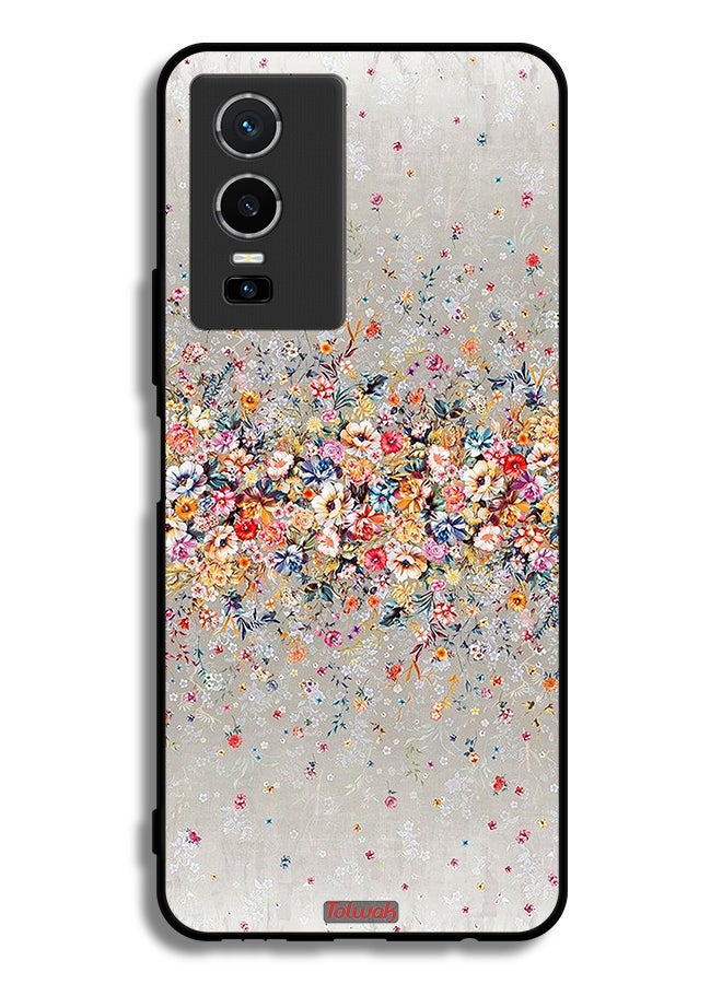 Tolwak Vivo Y76 5G Protective Case Cover Small Flowers Abstract Art - Image 2