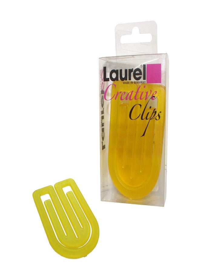 Laurel KingKlip for Organizing Sorting Documents Map Tabs Bookmark Crystal Yellow Colour Feather Light Paper Clip 75 mm Holds 2 to 70 Sheets Strong Smooth & Round Shaped U Clip for SOHO - 5 Clips Pack - Image 1