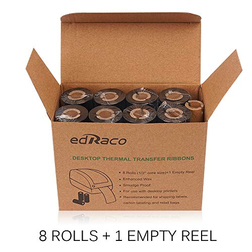 Edraco Desktop Thermal Transfer Ribbons -Enhanced Wax, 8 Rolls, 4.33" x 244'/110mm x 74m for Zebra Desktop Printer - Image 2