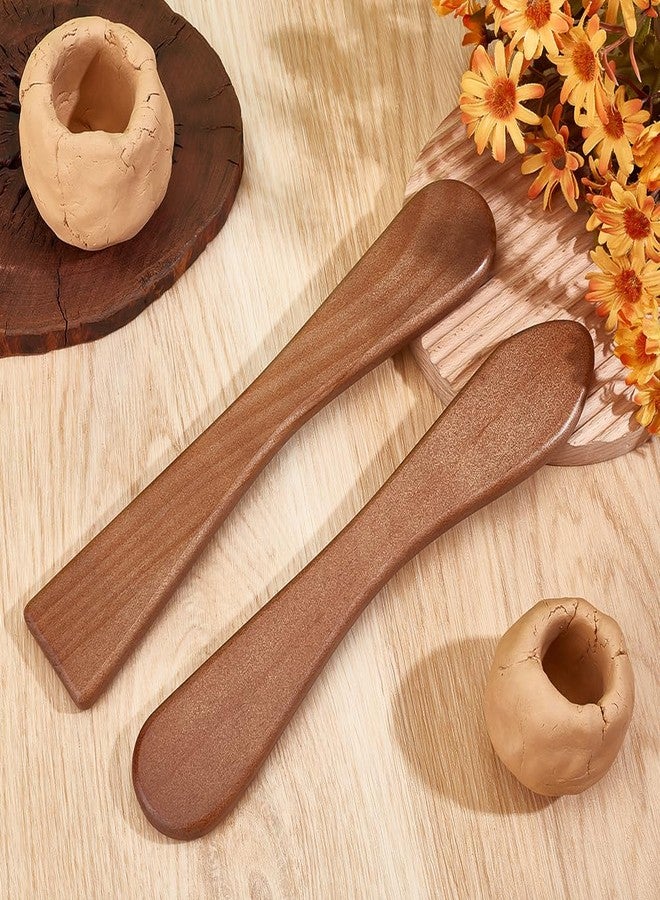 BENECREAT 2PCS Wooden Clay Sculpting Tool, 10x1.7x0.4inch Double Ended Modeling Pottery Tools for Cutting Carving Detailing and Smoothing - Image 4