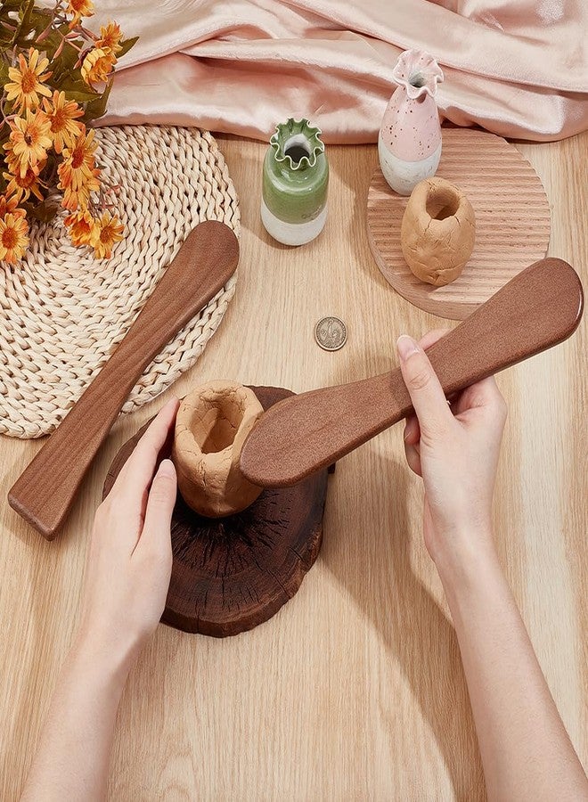 BENECREAT 2PCS Wooden Clay Sculpting Tool, 10x1.7x0.4inch Double Ended Modeling Pottery Tools for Cutting Carving Detailing and Smoothing - Image 3