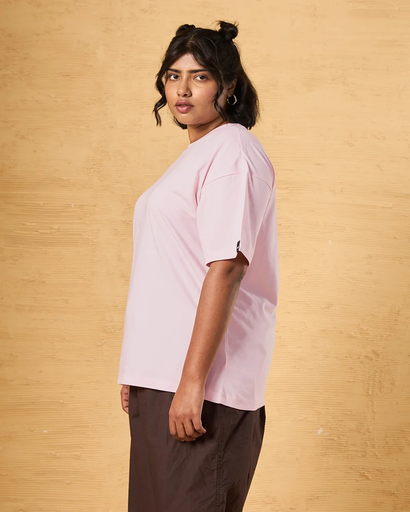 بيواكوف تيشيرت نسائي وردي كبير الحجم بلس سايز