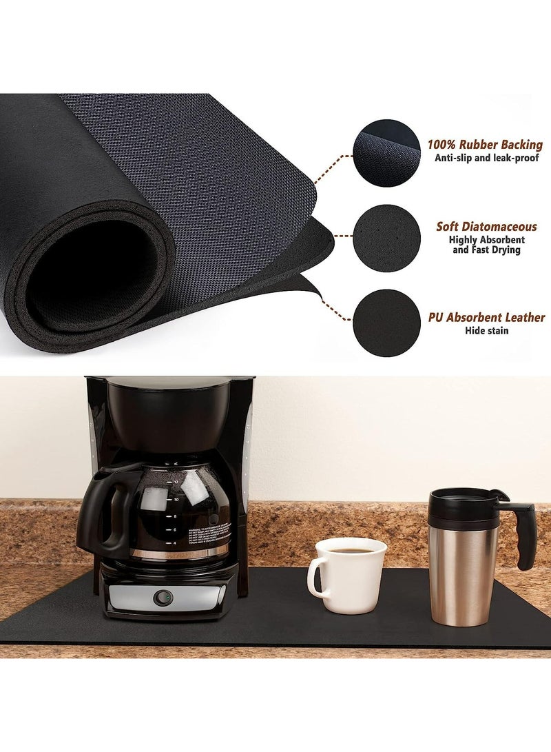 CMGTYYD 30 x 40CM Coffee Mat,Coffee Bar Mat Coffee Maker Mat for Countertops Fit Under Coffee Maker Machine,Hide Stain Rubber Backed Absorbent Dish Drying Mat for Kitchen Counter,Pot Dish Rack - Image 4