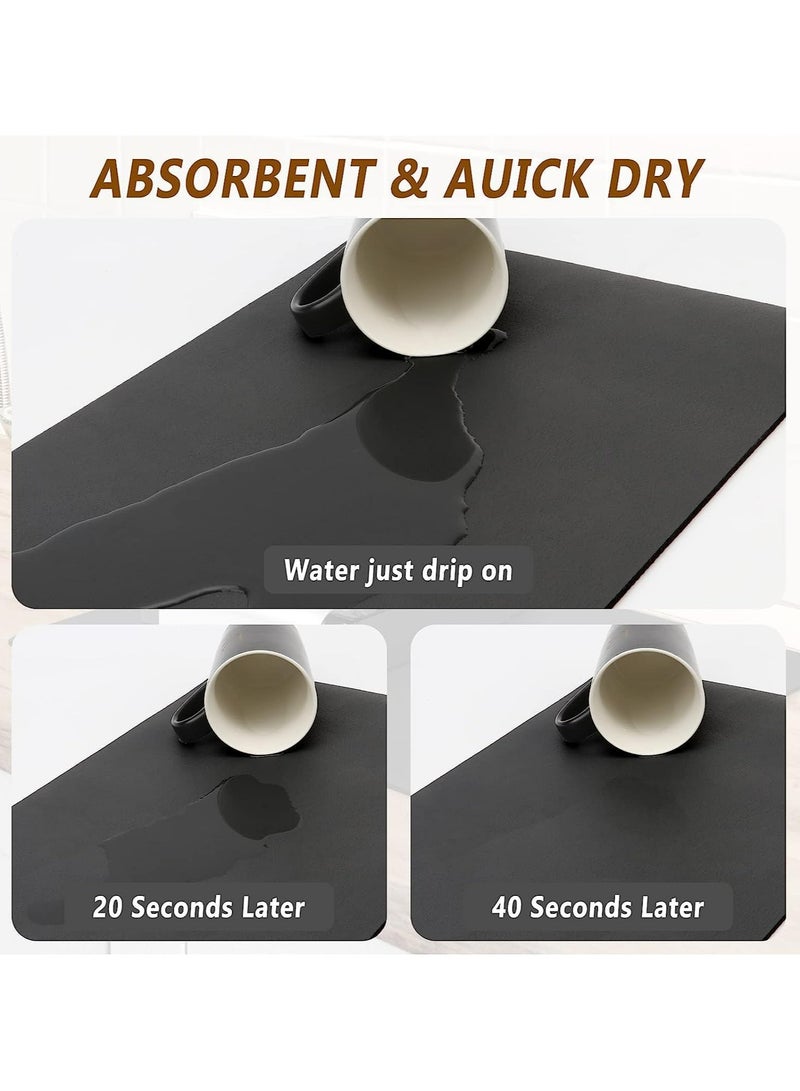 CMGTYYD 30 x 40CM Coffee Mat,Coffee Bar Mat Coffee Maker Mat for Countertops Fit Under Coffee Maker Machine,Hide Stain Rubber Backed Absorbent Dish Drying Mat for Kitchen Counter,Pot Dish Rack - Image 3