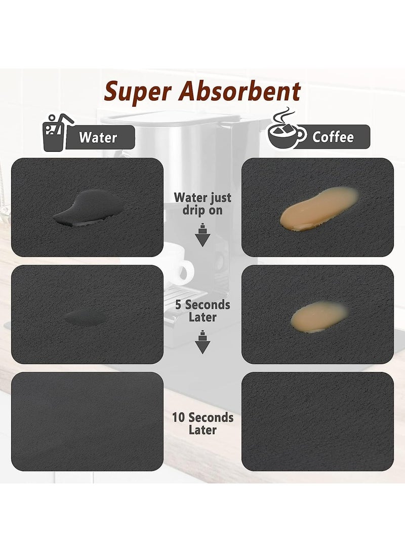 CMGTYYD 30 x 40CM Coffee Mat,Coffee Bar Mat Coffee Maker Mat for Countertops Fit Under Coffee Maker Machine,Hide Stain Rubber Backed Absorbent Dish Drying Mat for Kitchen Counter,Pot Dish Rack - Image 2