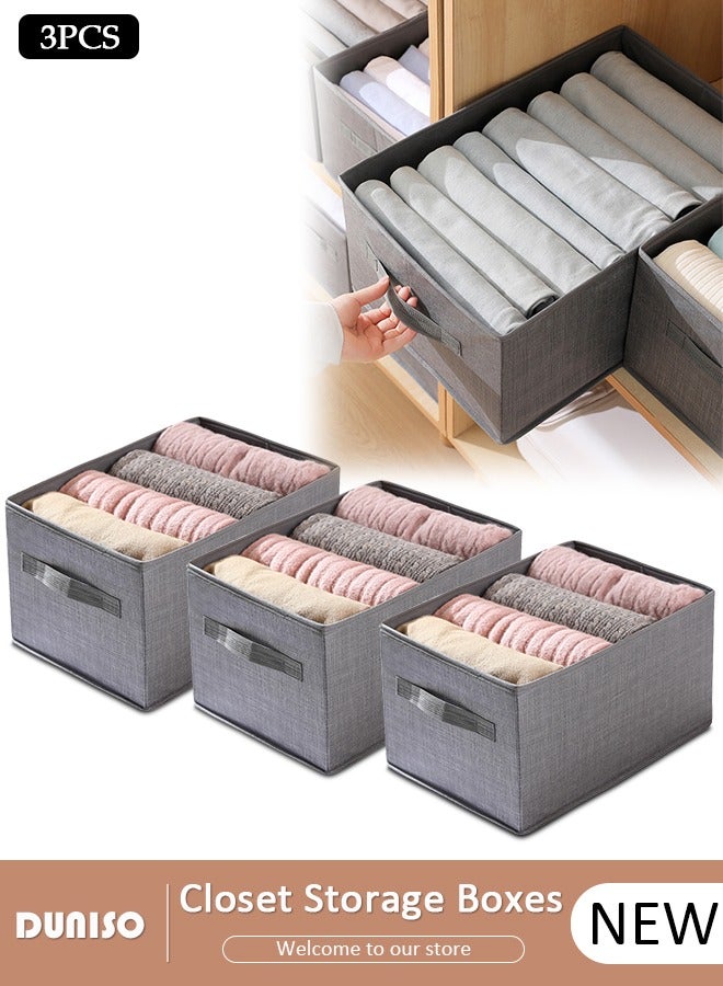 DUNISO 3pcs Closet Storage Box Cubes with Handle Large Capacity Storage Bins Sturdy Foldable Storage Box Multifunctional Closet Organizer System for Clothing, Jeans, Toys, Books, Shelves, Closet, Wardrobe  - Image 1
