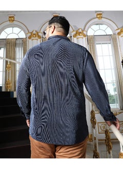 Instafab Plus Men's Navy Blue Pleat-Creased Shirt  - Image 1
