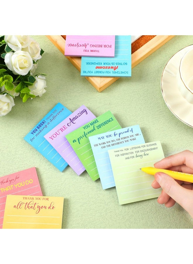 Yinder 24 Pcs Employee Appreciation Sticky Notes Thank You Gifts Bulk Note Pads with Sayings Teacher Gift Mini Pocket Inspirational Notepads for Coworker Office Supply 3 x 3''(Pastel,Thanks) - Image 3
