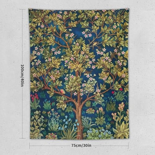 Yearn Jear William Morris Tree of Life Tapestry Wall Hanging,Medieval Classic Vintage Floral Pattern Modern Wall Art Decor,Retro Flowers Home Decoration for Bedroom Living Room Dorm W30 x 40H Inch - Image 2