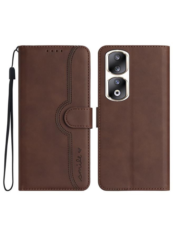S-TOP Case For Honor 90 Pro Heart Pattern Skin Feel Leather Phone Case - Image 1