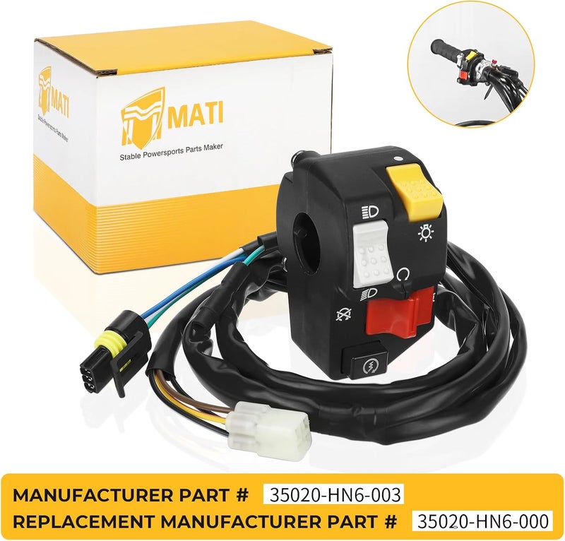M MATI مفتاح مقبض اليد اليسرى M MATI لبدء وإيقاف المصباح الأمامي 35020-HN6-003 لدراجة هوندا ATV TRX250EX Sportrax 250EX 2001-2005 - Image 5