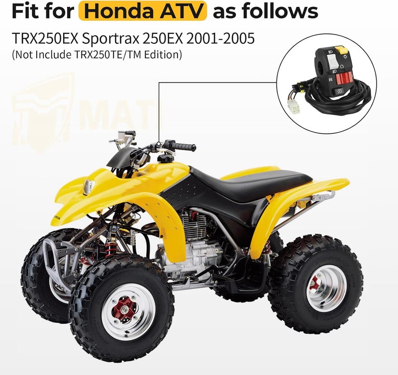 M MATI مفتاح مقبض اليد اليسرى M MATI لبدء وإيقاف المصباح الأمامي 35020-HN6-003 لدراجة هوندا ATV TRX250EX Sportrax 250EX 2001-2005 - Image 2