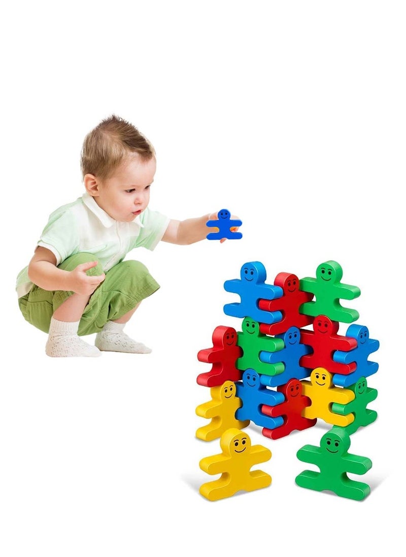 SYOSI 16Pcs Wooden Building Blocks for Toddlers 1-3 Year Old Girls Boys Gifts, Stacking Blocks Sensory Toys for Kids Birthday Gifts Presents Age 2-4  - Image 1