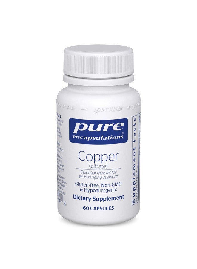 Pure Encapsulations Copper (Citrate) ; Highly Bioavailable Form Of Copper ; 60 Capsules - Image 1