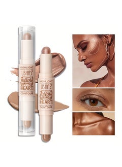 Ushas Highlight Contour Stick 2 in 1 Dualended Makeup Shading Stick MultiColor Concealer Shadow Pen 3D Body Face Brightens Shades Pencil Contour Concealer Highlighter Stick#01  - Image 1