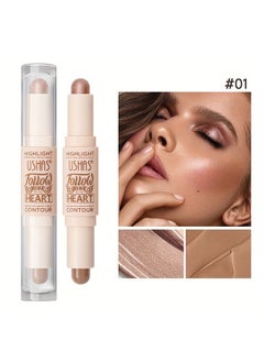 Ushas Highlight Contour Stick 2 in 1 Dualended Makeup Shading Stick MultiColor Concealer Shadow Pen 3D Body Face Brightens Shades Pencil Contour Concealer Highlighter Stick#01  - Image 2