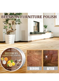 JUE-FISH Natural Beeswax Furniture Care Beeswax Wood Seasoning Beewax Polish Water Abrasion Resistant with Sponges for Wood Furniture Wood Protection  - Image 2