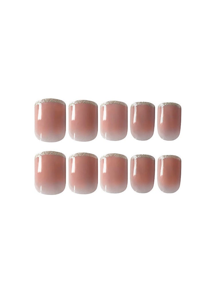 24pcs French Tip Press On Nails - Package Soft Gel French Fake Nails Short, Salon-quality Press On Nails, Seamless Glue-on Nails for Woman Nail Art Manicure - Image 4