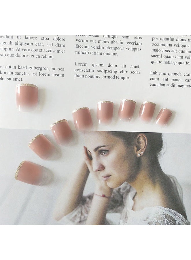 24pcs French Tip Press On Nails - Package Soft Gel French Fake Nails Short, Salon-quality Press On Nails, Seamless Glue-on Nails for Woman Nail Art Manicure - Image 5