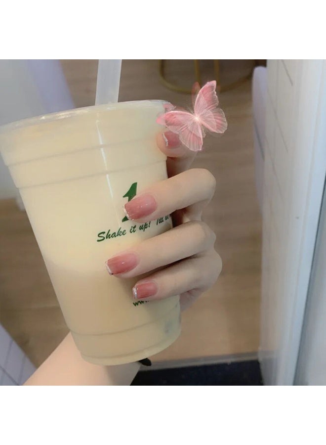 24pcs French Tip Press On Nails - Package Soft Gel French Fake Nails Short, Salon-quality Press On Nails, Seamless Glue-on Nails for Woman Nail Art Manicure - Image 3