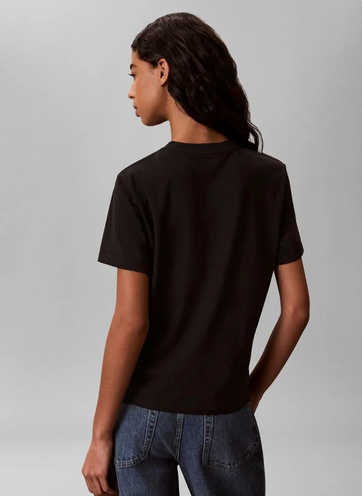 Calvin Klein Jeans  Logo Embroidery Mock Neck T-Shirt for Women | Best Price UAE