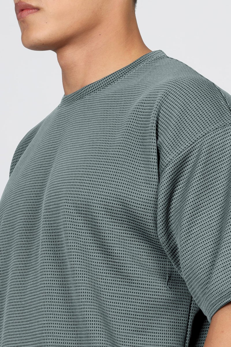 SHODOX Mens Solid Dotted Unique Design Oversized Tshirt for Men - Round Neck Loose Fit Drop Shoulder Mens T-Shirt (Pack of 2) - Image 4