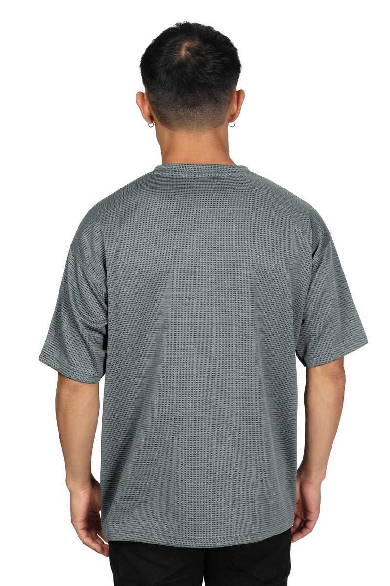 SHODOX Mens Solid Dotted Unique Design Oversized Tshirt for Men - Round Neck Loose Fit Drop Shoulder Mens T-Shirt (Pack of 2) - Image 2