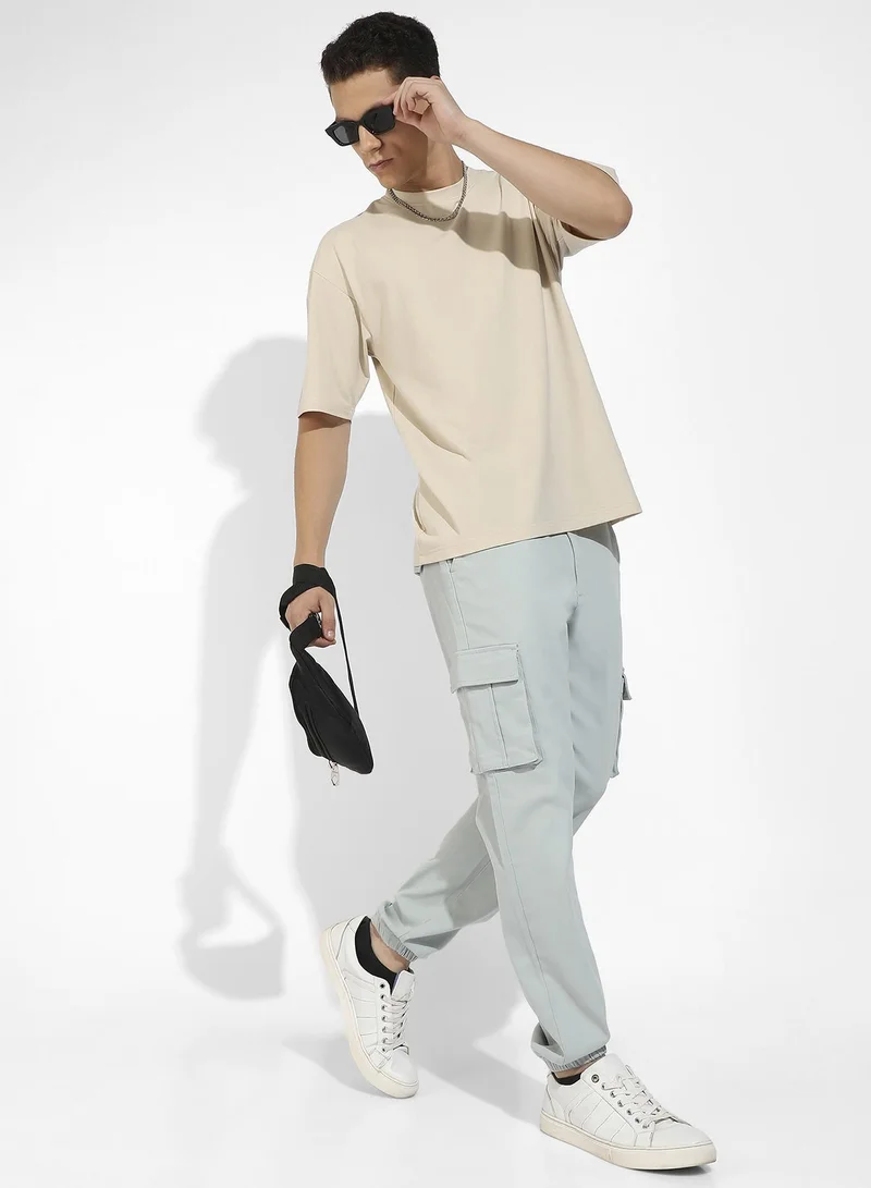 CAHOOT  Men's Sage Green Cuffed Hem Cargo Trousers for Men | Best Price UAE