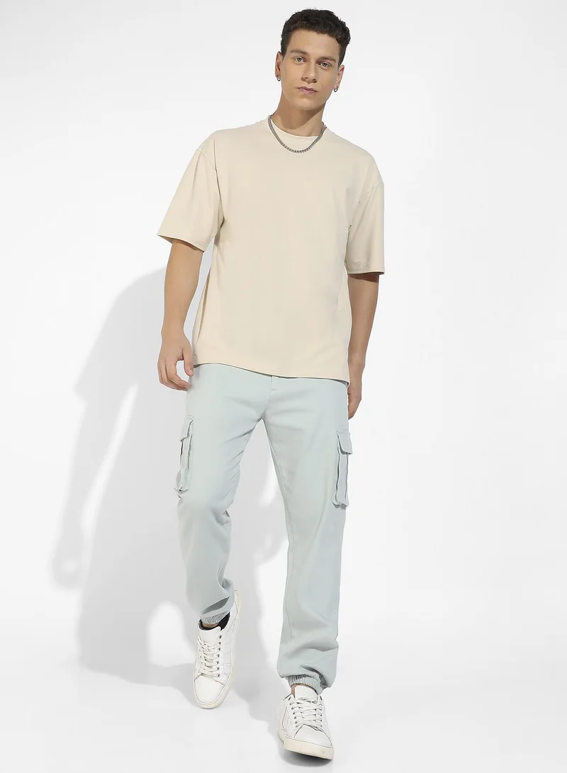 CAHOOT  Men's Sage Green Cuffed Hem Cargo Trousers for Men | Best Price UAE