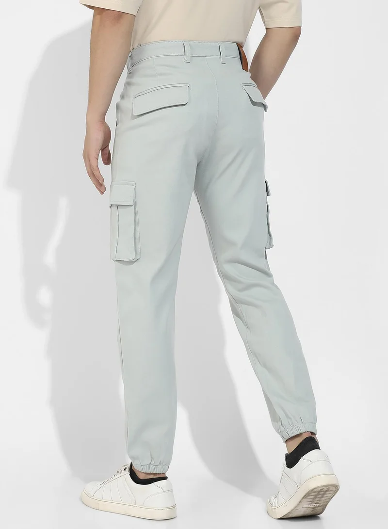CAHOOT  Men's Sage Green Cuffed Hem Cargo Trousers for Men | Best Price UAE