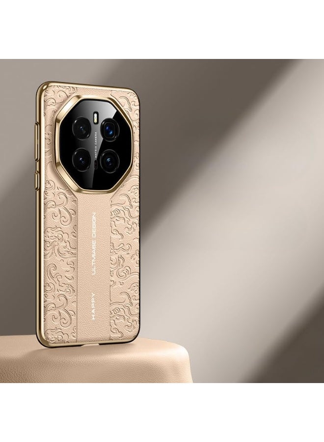 Case Compatible with Honor Magic 7 Pro Case, Luxury Auspicious Cloud Carving Process Embossed Leather Case Camera Lens Protection Shockproof Protective Cover