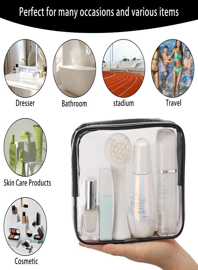 تي بيست ماكس حقائب مستحضرات تجميل شفافة من تي بيست ماكس، 6 قطع، حقائب مكياج محمولة مقاومة للماء، حقائب سفر، منظم أدوات تجميل، أسود (2 كبير + 2 متوسط + 2 صغير) - Image 4