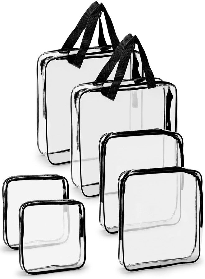 تي بيست ماكس حقائب مستحضرات تجميل شفافة من تي بيست ماكس، 6 قطع، حقائب مكياج محمولة مقاومة للماء، حقائب سفر، منظم أدوات تجميل، أسود (2 كبير + 2 متوسط + 2 صغير) - Image 1