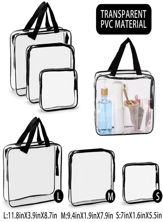 تي بيست ماكس حقائب مستحضرات تجميل شفافة من تي بيست ماكس، 6 قطع، حقائب مكياج محمولة مقاومة للماء، حقائب سفر، منظم أدوات تجميل، أسود (2 كبير + 2 متوسط + 2 صغير) - Image 2