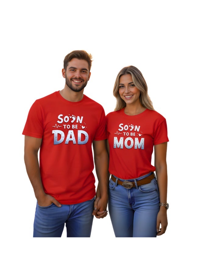 برينت شوب فور مي طقم تيشيرتات متطابقة للأب المنتظر والأم المنتظرة | تيشيرت قطني للأزواج | هدية لإعلان الحمل - Image 1