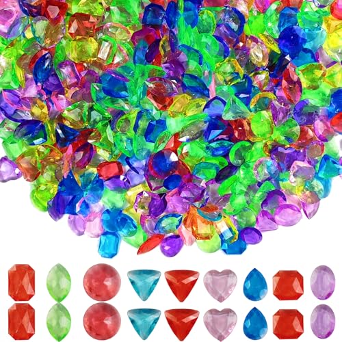 ROYHOO 150PCS Pool Diving Gems Toys Colorful Crystals Pirate Treasure Jewels Acrylic Gems Plastic Diamonds Gemstones for Vase Filler Summer Beach Toys Home Decor Party Favors - Image 1