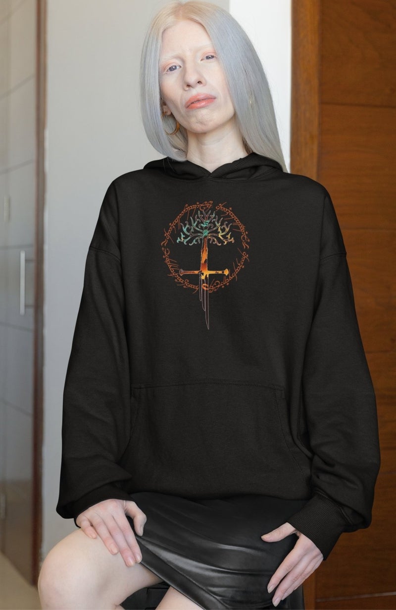 Fuddy Moda Lord Of Rings Back Printed Hooded Sweatshirt, Oversize Lord Of The Rings Printed Hoodie - Image 5