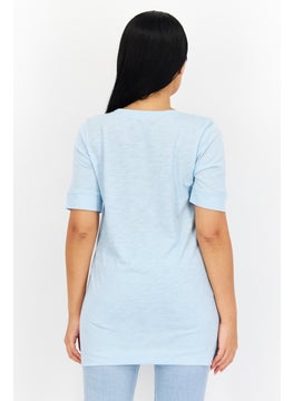 Eddie Bauer Women Scoop Neck Short Sleeve Plain T-Shirt, Blue  - Image 4