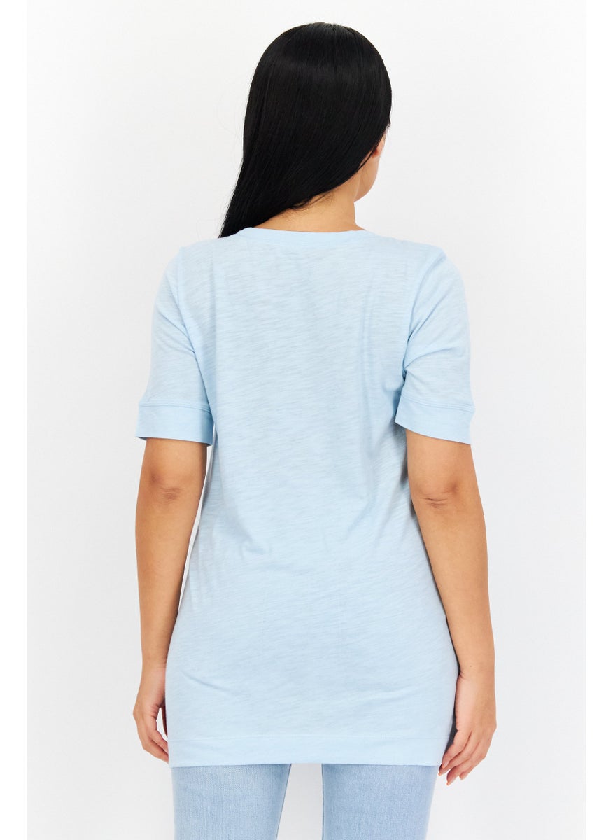 Eddie Bauer - Women Scoop Neck Short Sleeve Plain T-Shirt, Blue - Image 1